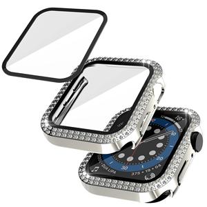 Luxe Bling Cristal Double Diamant Dur Plein Écran Protecteur Montre Cas pour <span class=keywords><strong>Apple</strong></span> <span class=keywords><strong>Watch</strong></span> 38 40 41 42 44 <span class=keywords><strong>45</strong></span> 46 <span class=keywords><strong>mm</strong></span> - Product Image 1