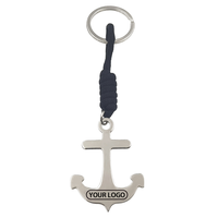 Porte-clés ancre en alliage personnalisé, imprimé numériquement, en métal poli, avec cordon tressé nautique, cadeau souvenir promotionnel, logo OEM