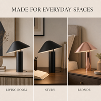 Lampu Meja Logam Minimalis Modern dengan Kap Lampu yang Dapat Disesuaikan, Lampu Hias Samping Tempat Tidur Soket Ganda E27 untuk Ruang Tamu, Kamar Tidur, Ruang Belajar