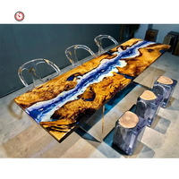 Table époxy extérieure de luxe TT Live Edge, table à manger époxy pour hôtel, table de rivière époxy