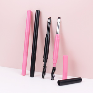 <span class=keywords><strong>Pinceau</strong></span> de maquillage simple à double tête Portable pour <span class=keywords><strong>Gel</strong></span> de poudre à sourcils tête plate coudée Eyeliner capuchon de brosse en spirale poignée confortable - Product Image 2