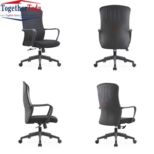 Silla de Oficina Ejecutiva Ergonómica Moderna, Económica, de Tela Negra, Giratoria, con Base de Acero Inoxidable - Product Image 5