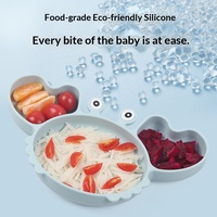 Ensemble de vaisselle pour bébé avec assiette et bol à forte aspiration, motif crabe bicolore, surface givrée, compatible micro-ondes pour enfants