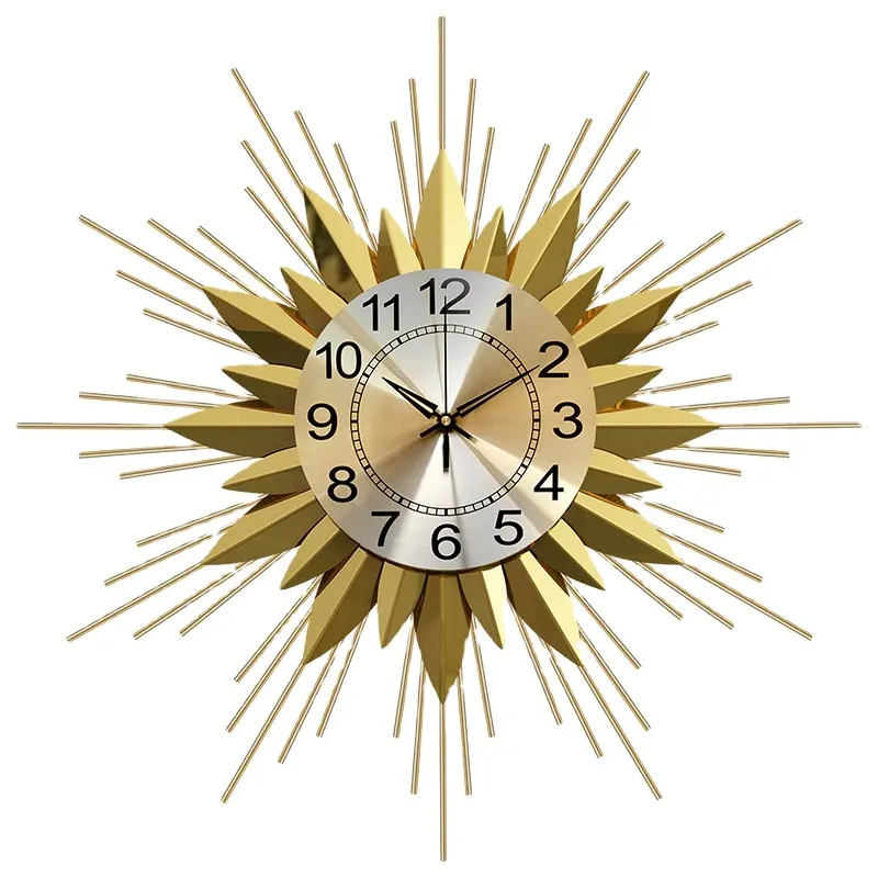 Reloj de pared de hierro para decoración del hogar, cronógrafo de estilo europeo, dorado y metálico
