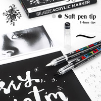 Direct étudiant Art point culminant stylo liquide pointe souple noir blanc acrylique marqueur dessiné à la main bricolage Graffiti plastique Air effaçable