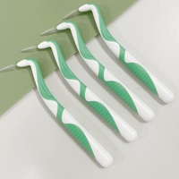 Brosse interdentaire en forme de L pour adulte Cure-dents brosse à dents pour soins bucco-dentaires matériel orthodontique en acier inoxydable