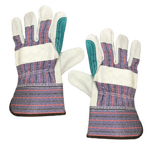 Sıcak satış kaynak Rigger eldiven takviyeli çift palmiye deri inek bölünmüş deri şeker şerit iş eldivenleri - Product Image 5