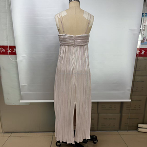 <span class=keywords><strong>Abito</strong></span> Lungo Plissettato in Lamé Metallizzato Personalizzato <span class=keywords><strong>per</strong></span> Donne - Product Image 4