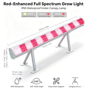 Lámpara LED de Cultivo de 4 Pies y 120W para Invernadero Interior, Horticultura, Espectro Rojo Profundo, Cuerpo de Aluminio, Clasificación IP65 para Floración - Product Image 1