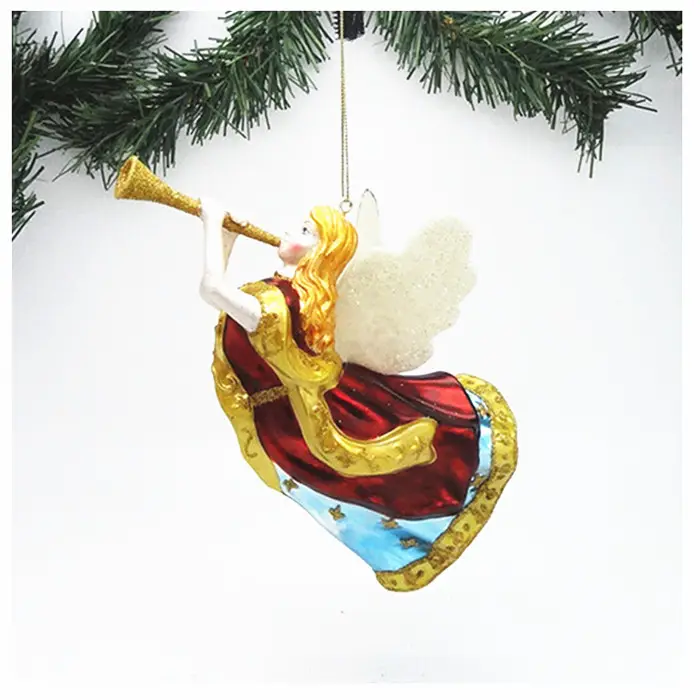 2021 Custom blown glass Christmas ornaments angel plays music instrument