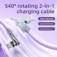 Câble USB-C 66W pour iPhone, rotation omnidirectionnelle, accents lumineux, charge rapide, transfert de données, silicone, stock direct usine