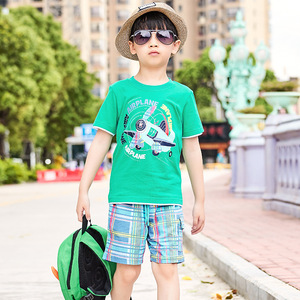 ชุดเสื้อผ้าเด็กผู้ชาย ชุดฤดูร้อน ผ้าฝ้าย พิมพ์ลายการ์ตูน เสื้อยืดแขนสั้น กางเกงขาสั้น - Product Image 5