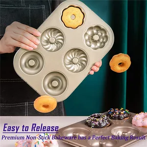 Non-stick Mold For Donut Bake Chocolate Mold For Baking Make Non-Stick Dishwasher Pans Kit Metal Cake Small Molds Donuts Carbon Steel Commercial Donut Pan
