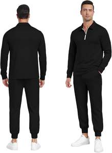 ชุดวอร์มสำหรับผู้ชายชุดวอร์ม2ชิ้นสำหรับ1/4ชุดวอร์มแขนยาวมีกระเป๋าข้างมีซิปสำหรับวิ่งกางเกงวอร์มลำลองสำหรับผู้ชาย - Product Image 6