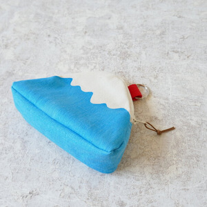 Handmade coin <b>purse</b> from Mount Fuji, Japan - <b>Cute</b> and casual zippered coin <b>purse</b>, triangular cartoon canvas headphone bag. - Product Image 4