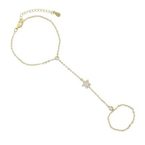 Vari disegni moda donna catene a <span class=keywords><strong>mano</strong></span> oro placcato geometrico stella occhio cuore ciondolo schiavo braccialetto con anello - Product Image 5