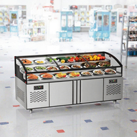 Vitrine Réfrigérée Commerciale à Double Température, 3 Niveaux, en Acier Inoxydable, Éclairage LED, Refroidissement Direct