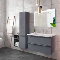 Meuble de salle de bain mural moderne en MDF à fermeture douce, avec finition laquée céramique CAD, pour la maison