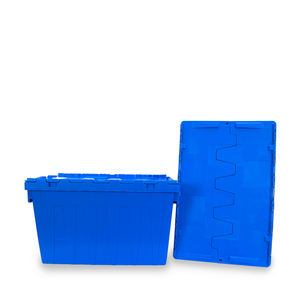 Contenitore di Stoccaggio in Plastica Blu Impilabile con Coperchio Attaccato per Traslochi - Product Image 4