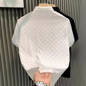 Camiseta de manga corta Formal transpirable de talla grande para hombre, ropa de diseñador, verano de negocios en blanco - Product Image 4