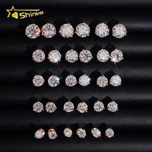 Hip Hop Jewelry 925 Sterling <strong>Silver</strong> Diamond 3 Prongs <strong>Earring</strong> 5mm 6.5mm 7mm 8mm 9mm VVS Moissanite Moissanite <strong>Stud</strong> <strong>Earrings</strong> - Product Image 1