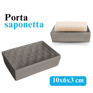 Ensemble d'accessoires de salle de bain en céramique, distributeur de savon, porte-savon, porte-brosse à dents, gobelet à dentifrice, effet ondulé gris - Product Image 4