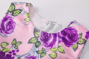 Vestido de Fiesta para Niñas, Estilo Pastoral, Sin Mangas, Estampado Floral, Satinado, con Lazo Decorativo, para Cumpleaños - Product Image 6