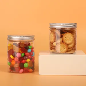 Ready Stock Hot Style Transparent Storage 500ml Pet Plastic Food Jar With Lid For Food Candy Round Container Packaging