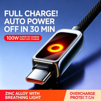 Kabel Pengisian Daya Cepat Dual Type-C PD100W AI Auto Power-Off Grosir 2026 Terbaru untuk Ponsel, Tablet, dan Konsol Game