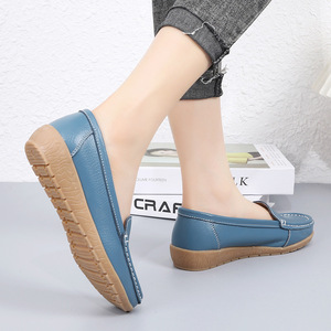 Mocassini da <span class=keywords><strong>donna</strong></span> taglie forti in vera pelle, piatti, per tutte le stagioni, con suola morbida, per donne <span class=keywords><strong>di</strong></span> mezza età e anziane, scarpe da mamma, scarpe da infermiera bianche - Product Image 3