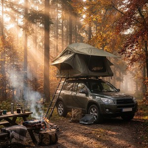 Tente de toit souple pour SUV toutes saisons, toile en polycoton robuste 280g, protection Oxford résistante aux intempéries, PU2000mm, isolée et robuste A - Product Image 4