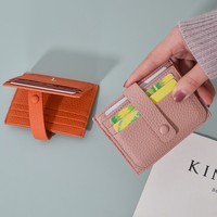 Dompet Tempat Kartu Kredit Wanita Dompet Saku Ritsleting Tempat ID Mini Kecil Lucu dengan Pelindung RFID Dompet Koin Tipis