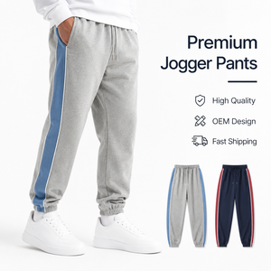 Street Wear Men's Joggers Custom OEM Design Contrast Color Side Stripe <b>Oversized</b> Boxy Fit Heavyweight Fleece Men <b>Sweatpants</b> - Product Image 1