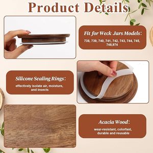 Tapón de Botella Ecológico de Madera de Acacia con Sello de Silicona para <span class=keywords><strong>Frascos</strong></span> - Product Image 2