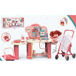 Vente en gros d'accessoires médicaux fonctionnels modernes 3 en 1 de 24 pouces jouets eau table d'allaitement médical chariot à poupées panier à main pour poupées - Product Image 1