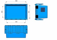 Boîte de rangement en plastique solide multifonctionnelle empilable durable 600*400*340mm, bac à poisson en PP avec couvercle, caisse en plastique
