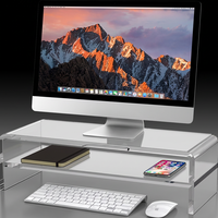 Nouveau support d'écran rectangulaire en acrylique PMMA transparent à double niveau pour ordinateur portable et de bureau 2026