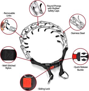 Collar de Metal para Perro, Collar de Adiestramiento Ajustable, Collar de Estrangulamiento con Hebilla de Liberación Rápida para Perros Pequeños, Medianos y Grandes - Product Image 2