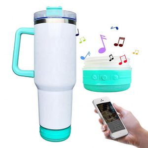Outdoor Sport Vacuum <b>Insulated</b> Drinking 40Oz Travel Sublimation Tumblers With Speakers for Diy Printing - Product Image 3