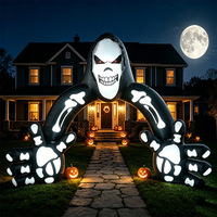 Arche Gonflable Crâne Mortuaire Thème Halloween Horreur pour Décoration de Festival Transfrontalier avec Lumière LED pour Cour Extérieure