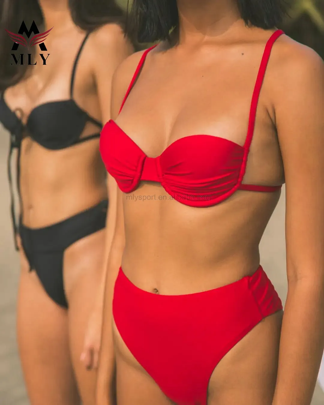 Maillot de bain 2 pièces rouge, design tendance, à la mode, pour femmes, 2023