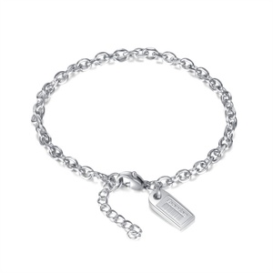 Bracelet de couple en acier inoxydable avec pendentif lettre et breloque carrée, vente en gros - Product Image 5