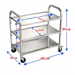 Carrito Utilitario de Acero Inoxidable con Gran Capacidad de Carga y Ruedas de Desplazamiento Suave para Hoteles, Restaurantes y Cocinas, Fácil de Limpiar - Product Image 3