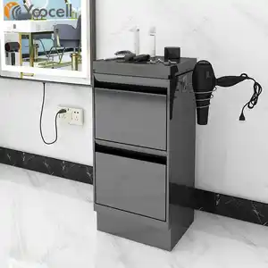 Yoocell काले नाई की दुकान पेशेवर हज्जाम की दुकान हेयर सैलून मोबाइल रोलिंग ट्राली गाड़ियां सामग्री मजबूत और उच्च गुणवत्ता