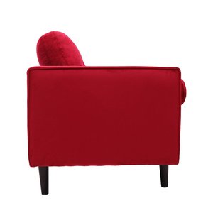 أريكة كنب قطيفة حمراء 3 مقاعد أريكة Kd مع أرجل خشبية مستديرة - Product Image 4