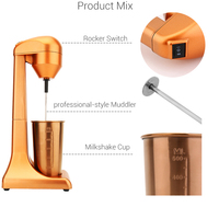 Mixeur Électrique Multifonction 3-en-1 pour Boissons, Batteur à Lait Frappé avec Bol Mélangeur en Acier Inoxydable de 5,5 L et 2 Vitesses