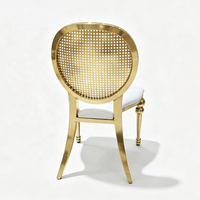 Chaise de mariage de luxe en acier inoxydable doré, dossier rond, chaise de banquet pour hôtel, restaurant