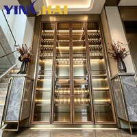 Armoire à vin en verre LED en acier inoxydable doré YINGHAI pour villa, escalier, hôtel, bar, restaurant, salon de thé, bureau