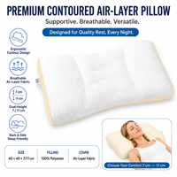Oreiller ergonomique de soutien du cou, oreiller contour respirant à couche d'air, garnissage doux, oreiller de lit lavable pour dormeurs sur le dos et sur le côté