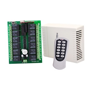 YET412PC+YET112D Commutateur de télécommande RF 12 canaux, émetteur et récepteur 433 MHz DC 12V/24V, code fixe programmable pour portes automatiques - Product Image 1